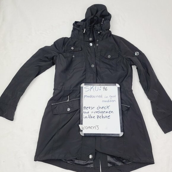 Michael Kors Women's Black Anorak Hooded Rain Parka Jacket Size Small - Picture 11 of 11